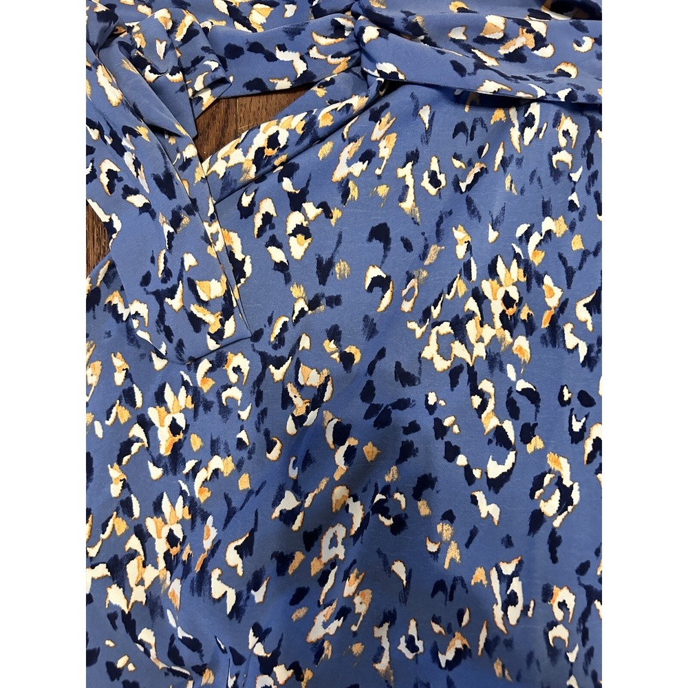 Nine West Womens XL Blue Leopard Print One Shoulder Tie Waist Mini Dress XL - Picture 5 of 8